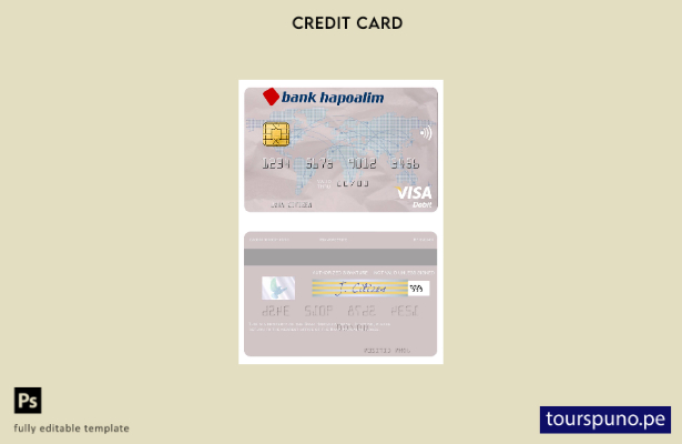 lista para imprimir plantilla de tarjeta de débito visa Hapoalim del Banco de Is
